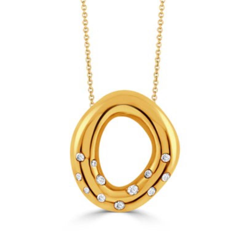 18K Yellow Gold Pouf Circle Pendant Necklace